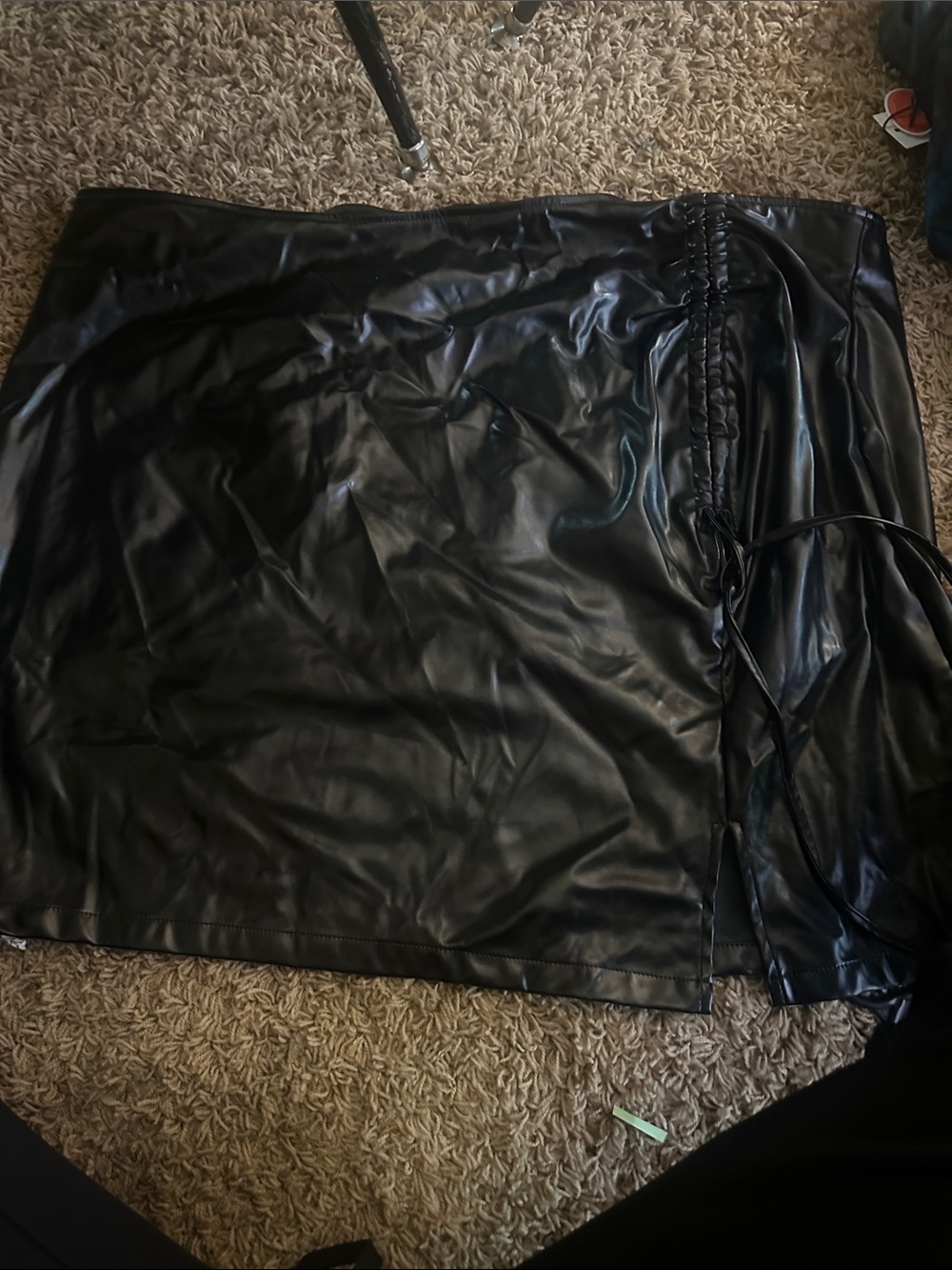 Cider Black Faux Leather Mini Skirt